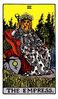 The Empress (III) — crowned with stars amid wheat and nature; symbolizes abundance and creativity.